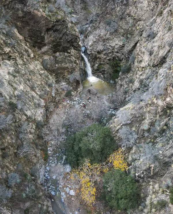 eaton canyon falls drone shot